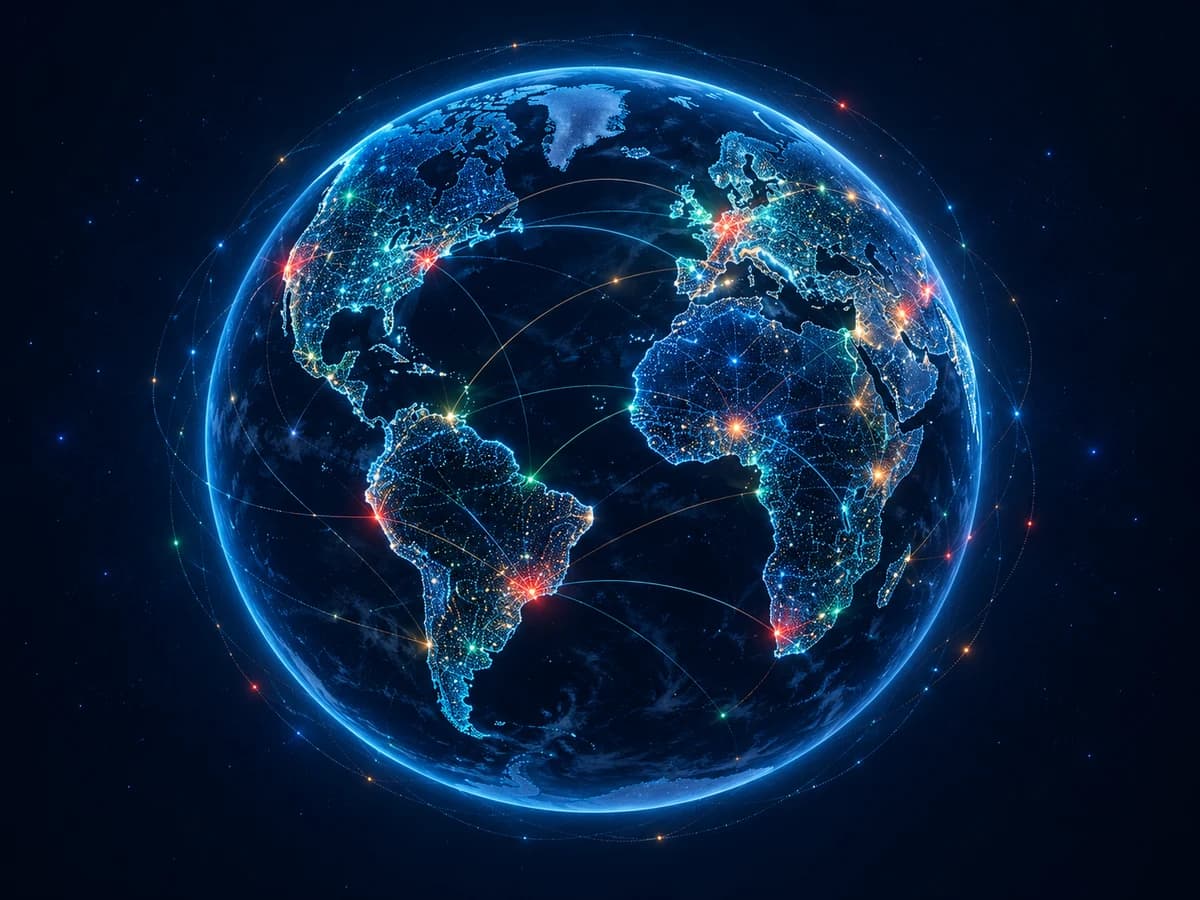 Blue digital globe showing external attack surface signals