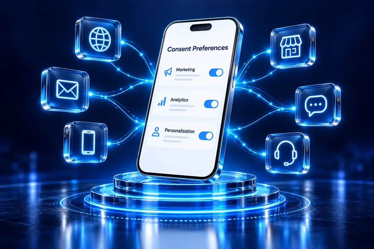Consent captured on a phone and connected across communication channels