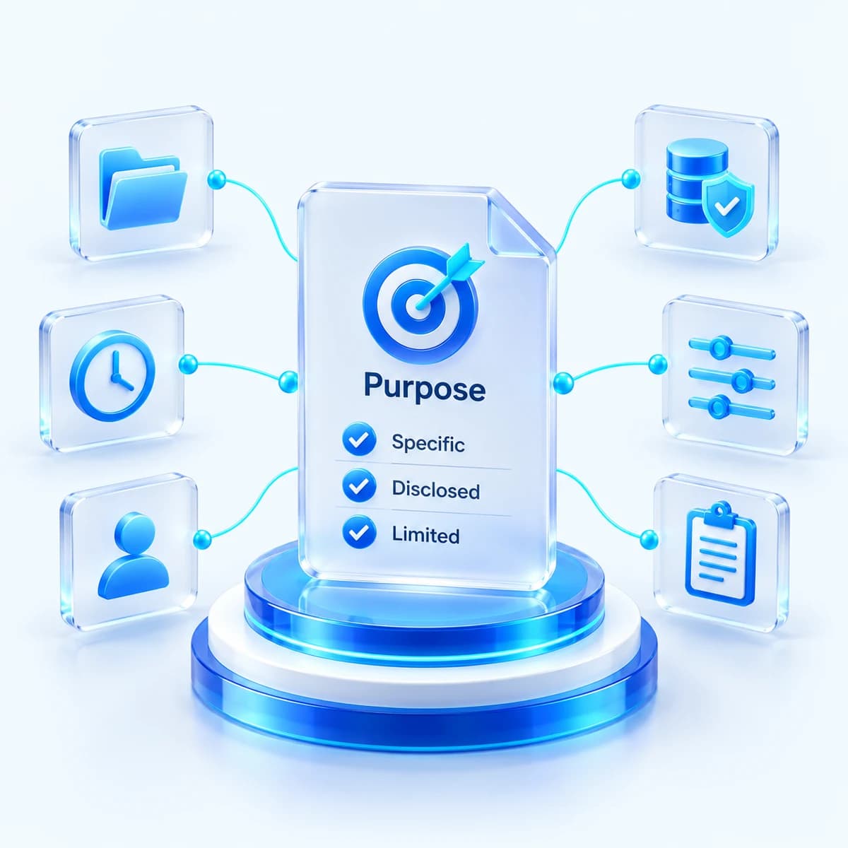 Purpose document linked to data, version history and privacy controls